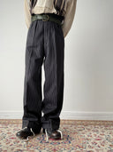 1940s European Work Pleated Striped Trousers