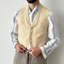 1950s Vintage European Waffle Cream Ripped Waistcoat