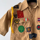 Vintage Original 1940s WW2 British Boy Scouts Patches Button Short Sleeve Shirt