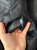 1970s Vintage Moto Biker Faded Navy Leather Jacket