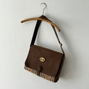 1980s Burberrys Nova Check Leather Canvas Shoulder Bag