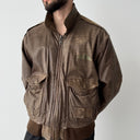 Vintage Aviator A2 Flying Faded Brown Leather Jacket