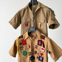 Vintage Original 1940s WW2 British Boy Scouts Patches Button Short Sleeve Shirt