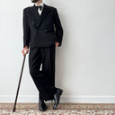 1940s European Black Double Breasted Bespoke Wool Suit