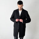 RAF by Raf Simons Three Button Black Wool Chester Coat