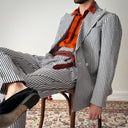 Amarcord Bespoke Double Breasted Cotton Striped Suit