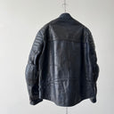 1970s Vintage Moto Biker Faded Navy Leather Jacket