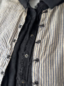 1910s Antique Edwardian Women’s Snap Up Black Wool Bodice Jacket