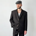 1940s Austrian Two Piece Gabardine Brown Striped Suit