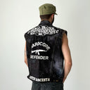 Vintage 90s Lee Riders USA Custom Hardcore Biker Denim Vest