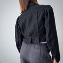 1910s Antique Edwardian Women’s Snap Up Black Wool Bodice Jacket