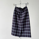 Vintage 90s Women's Burberrys Wool Blue Plaid Nova Check Midi Skirt