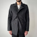 Neil Barrett Double Breasted Gray Wool Pea Coat