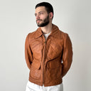 1970s Vintage Sears The Leather Shop USA Rockabilly Brown Jacket