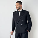 1940s European Black Double Breasted Bespoke Wool Suit