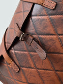 1960s Vintage Swiss Brown Leather Briefcase Handle/Backpack