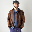 1960s USA Hunting 2 in 1 Brown Faded Leather Jacket