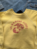 1950s Vintage Military US Marine Corps Yellow Stenciled Raglan Sweatshirt
