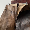 Antique ≈1930s European Army Flying Leather Breeches Buckle Back Faded Pants