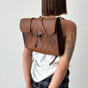 1960s Vintage Swiss Brown Leather Briefcase Handle/Backpack