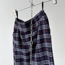 Vintage 90s Women's Burberrys Wool Blue Plaid Nova Check Midi Skirt
