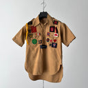 Vintage Original 1940s WW2 British Boy Scouts Patches Button Short Sleeve Shirt