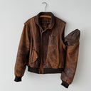 1960s USA Hunting 2 in 1 Brown Faded Leather Jacket