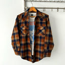 Vintage 70s JC Penney Acrylic Work Brown Plaid Button Shirt Flannel