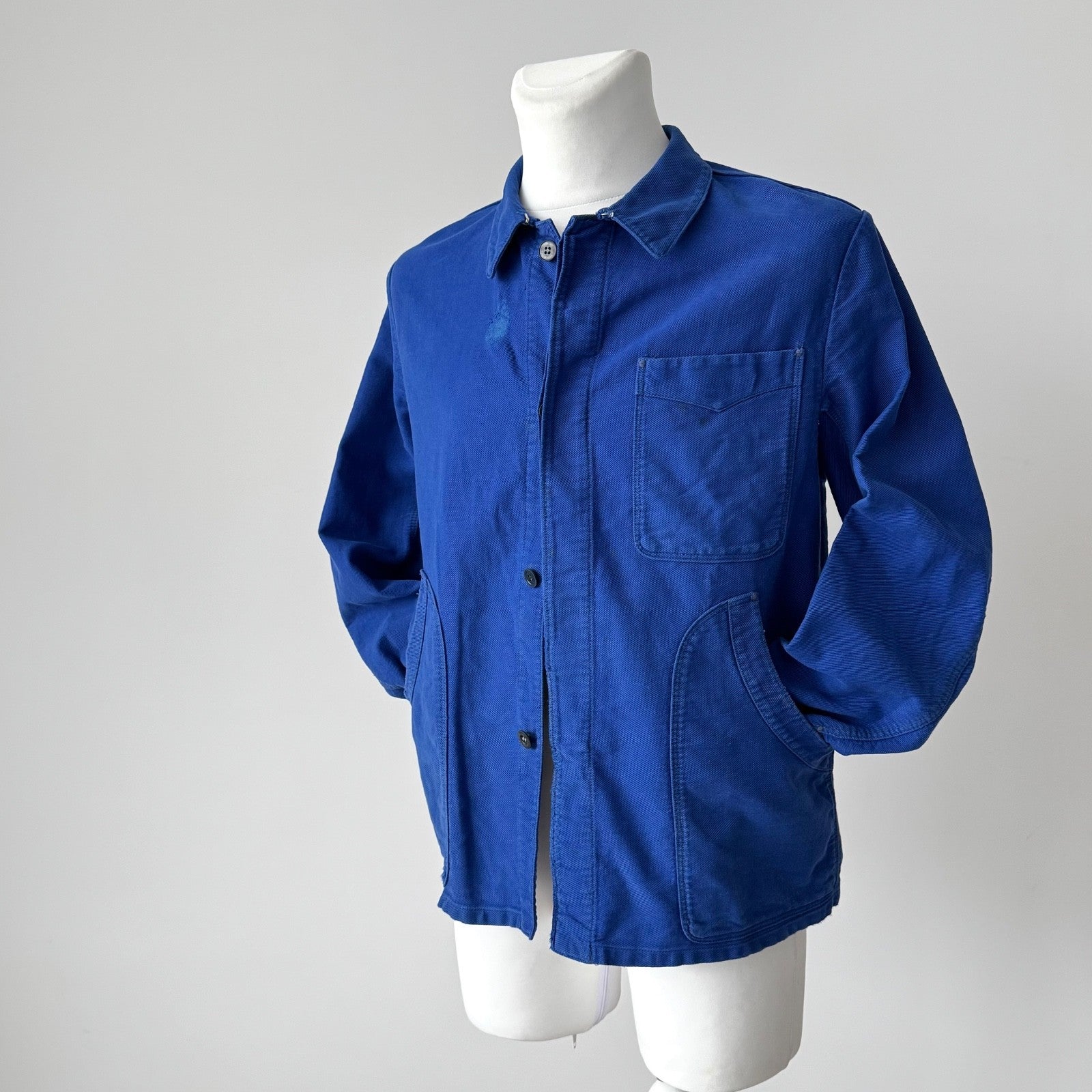 1960s Vintage French Workwear 'Lutteurs' Sanfor Blue Chore Jacket