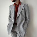 Amarcord Bespoke Double Breasted Cotton Striped Suit