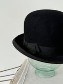 1940s Herbert Johnson England Black Bowler Hat