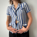 1930s French Women’s Bespoke Short Sleeve Striped Blazer