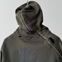 Xagon Man Distressed Skull Avant Garde Full Zip Asymetrical Hoodie