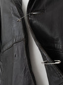 Vintage 1970s England ‘Strong and Fisher’ Thrashed Black Leather Coat