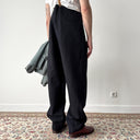 Vintage 1950s British Railway Work Fishtail Navy Wool Trousers