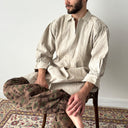 ≈1880s Antique French Peasant Work Linen Hemp Smock Shirt