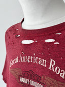 Vintage Harley Davidson Sacramento Thrashed Cropped T-Shirt