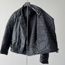 1970s Vintage Moto Biker Faded Navy Leather Jacket