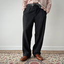 1950s Vintage European Black Striped Work Suspender Trousers