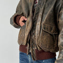 1970s USAF A-2 Leonhard Meerbusch Flying Leather Brown Faded Jacket