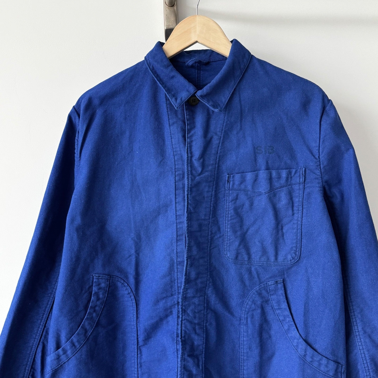 1960s Vintage French Workwear 'Lutteurs' Sanfor Blue Chore Jacket