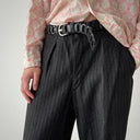 1950s Vintage European Black Striped Work Suspender Trousers