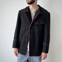 1930s Swiss Workwear Firefighter Black Wool Chore Jacket