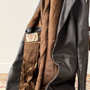 Vintage 1970s England ‘Strong and Fisher’ Thrashed Black Leather Coat