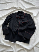 1930s Swiss Workwear Firefighter Black Wool Chore Jacket