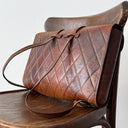 1960s Vintage Swiss Brown Leather Briefcase Handle/Backpack