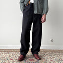 Vintage 1950s British Railway Work Fishtail Navy Wool Trousers