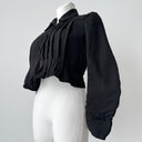 1910s Antique Edwardian Women’s Snap Up Black Wool Bodice Jacket