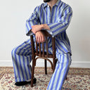 1970s Vintage German Prisoner Work Purple Striped Suit Сhore Jacket / Pants
