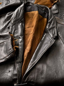 Vintage 1970s England ‘Strong and Fisher’ Thrashed Black Leather Coat